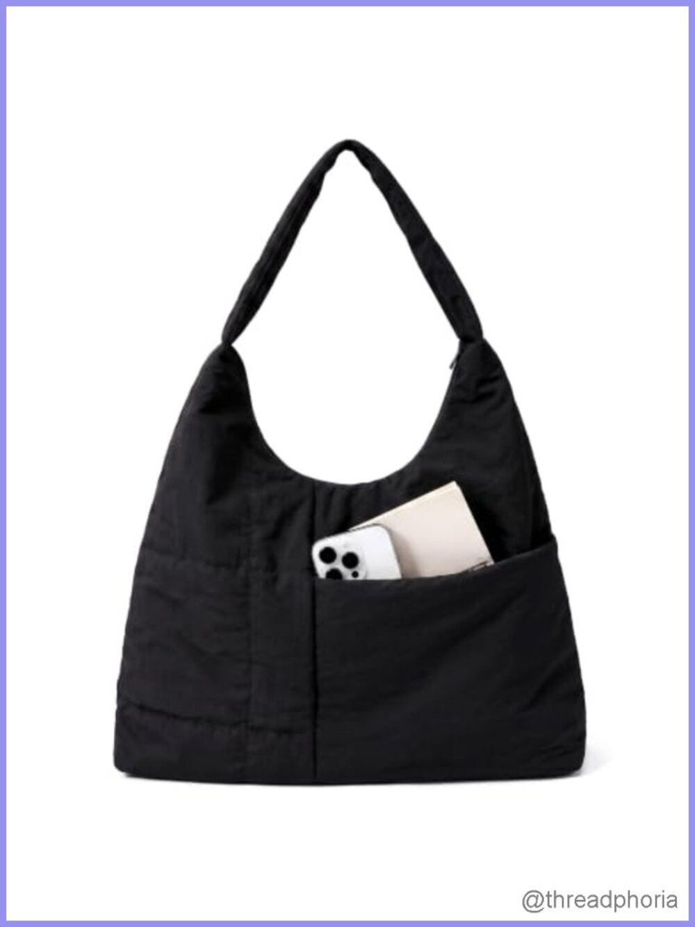 Large Slouchy Nylon Puffer Hobo Bag Shoulder Tote for Women